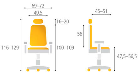Kancelářská židle Lacerta - Rozměry